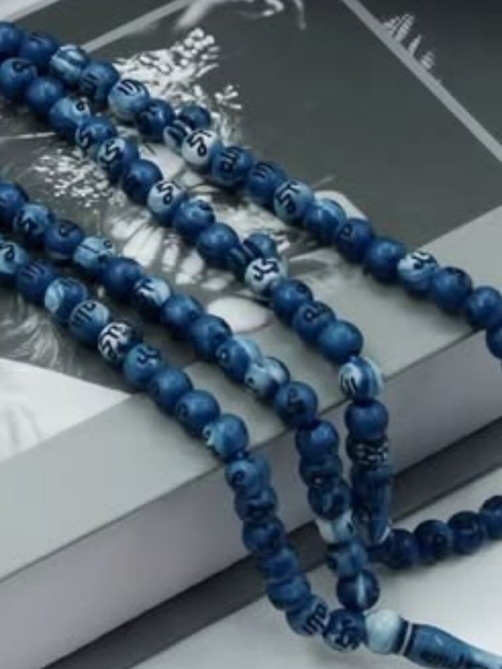 Islamic Tasbih Prayer Beads with 99 Names of Allah Hand Made Misbaha Blue